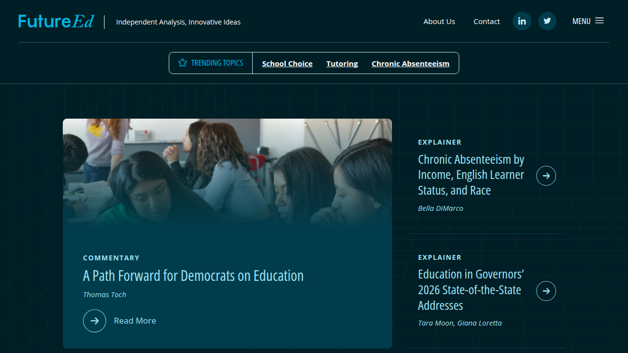 A screenshot of the Future-Ed website homepage, an organization referenced for debunking common myths about critical thinking.