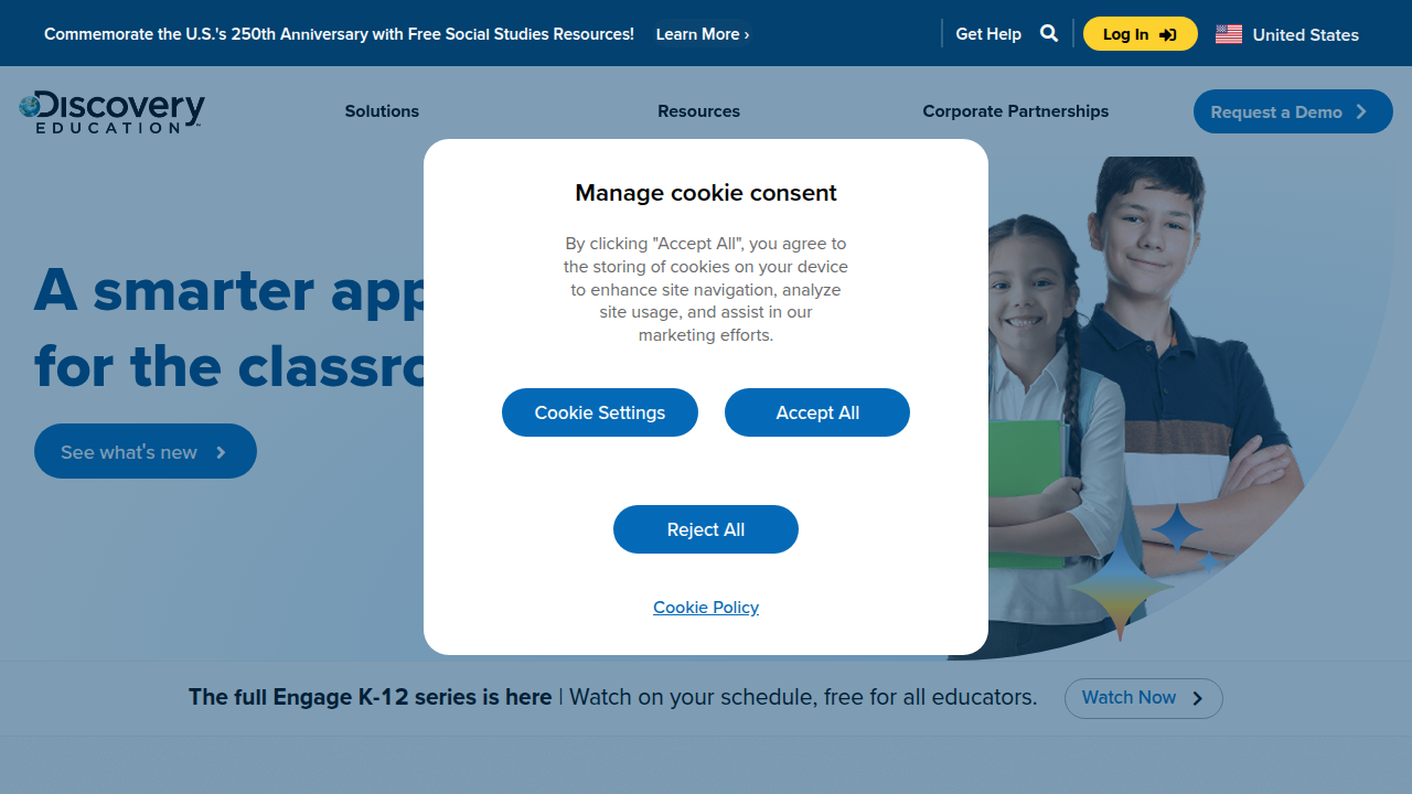 Explore the Discovery Education homepage, a leading platform for inquiry-based digital learning resources for students and educators.
