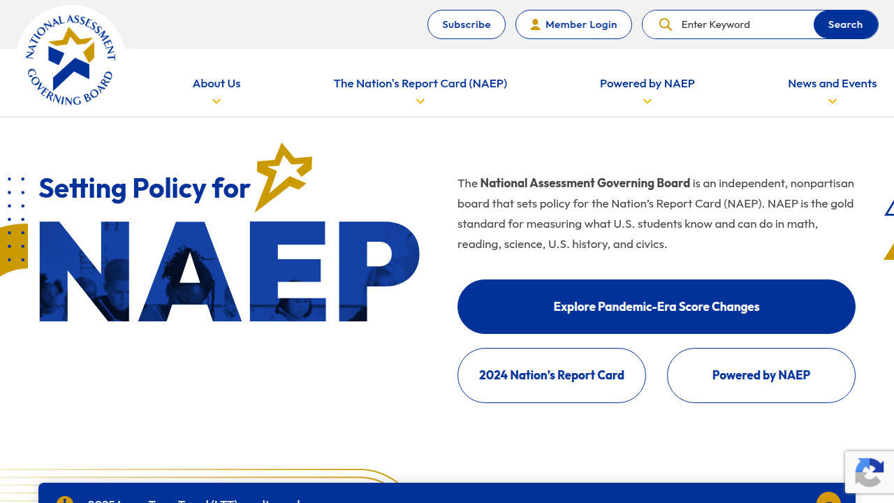 The National Assessment Governing Board (NAGB) sets standards for educational assessments, including mathematics.