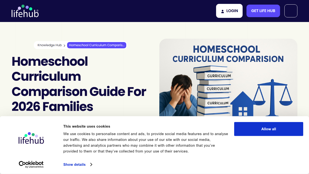 Screenshot of a leading homeschool curriculum comparison guide, offering insights into various program types.