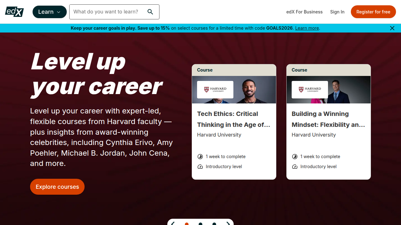 edX offers high-quality online learning experiences from prestigious institutions like MIT and Harvard.