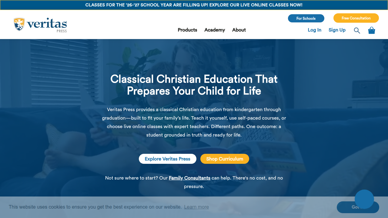 Explore the Veritas Press homepage, a resource for classical education approaches, including their perspective on math curriculum.